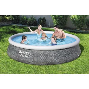 13ft x 33in Bestway 57375E Fast Round Inflatable Pool | Rattan Print A